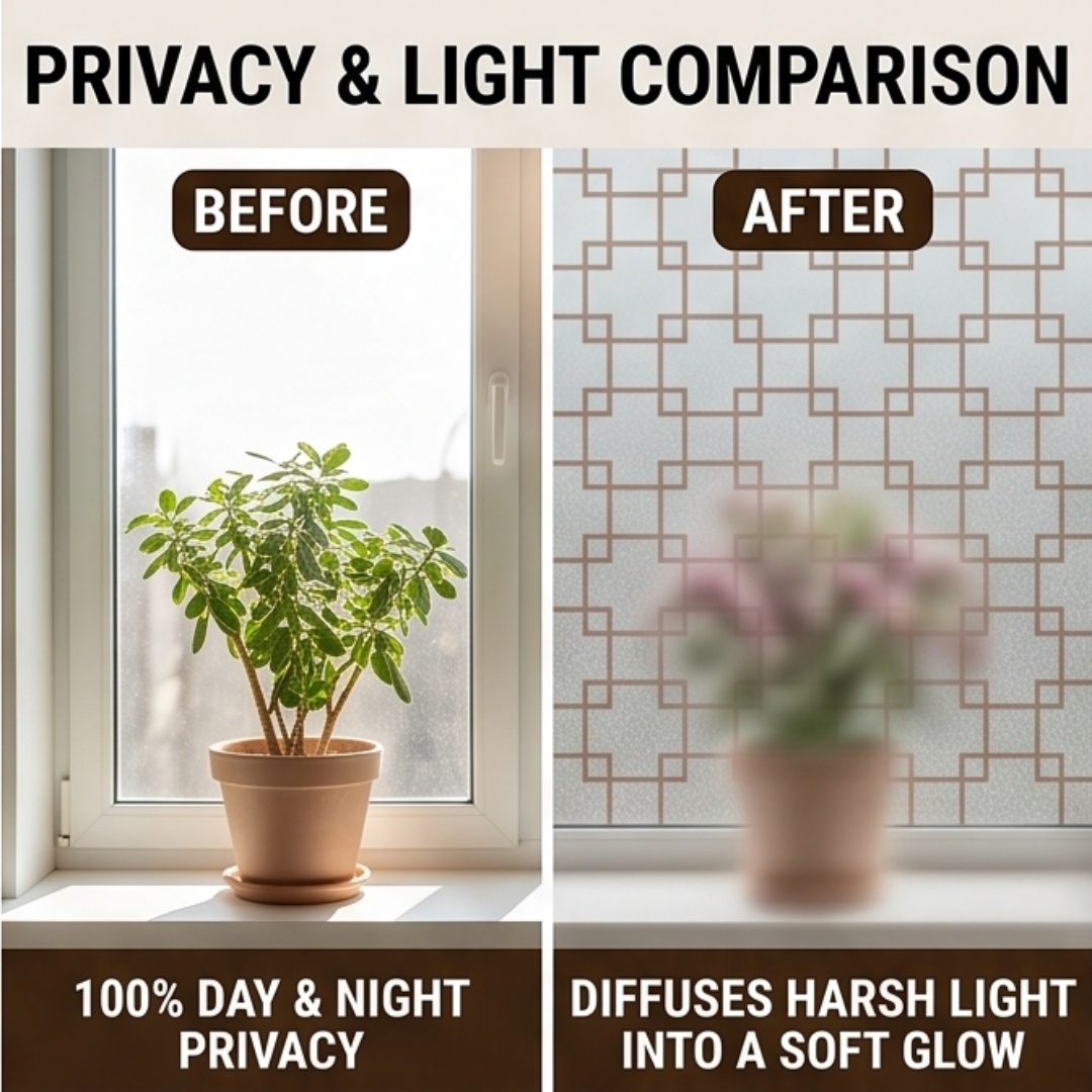 Oriental Lattice Square Printe - Window Insulation Film recension och pris
