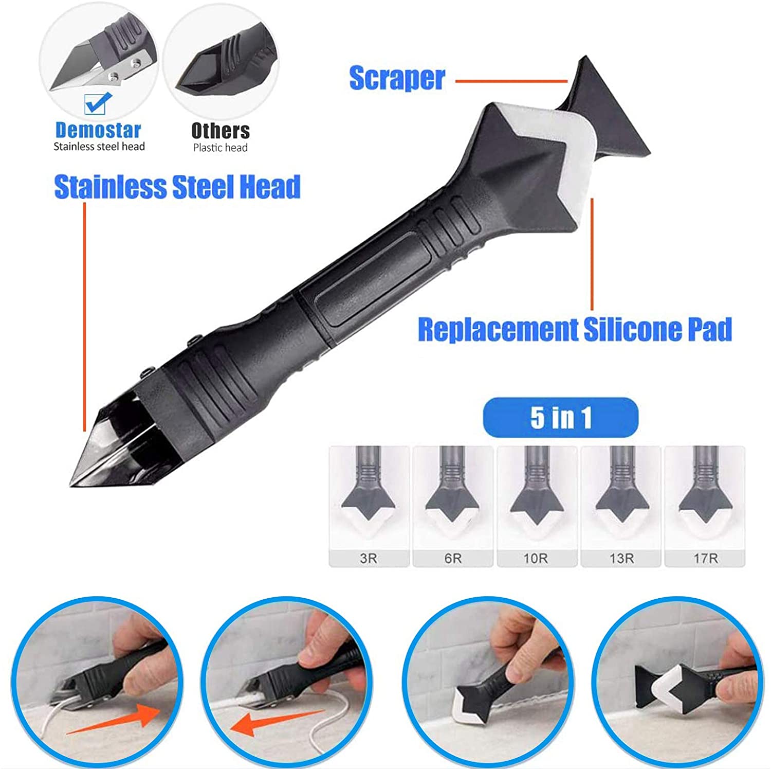 5 in 1 Silicone Caulking Tools - Bathroom Caulk Siliconized recension och pris